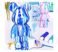 Coniuty DIY Creative Blank Painting Fluid Bear Figure Kit, Multicolor Mix Paint Design for Home Decoration (Blue, Fluid Bear)