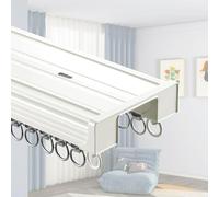Conjoined ain Track With Silence RollersEasy To Install Aluminium Alloy ain Rail Ceiling Mount Double Trac(Size:260cmColor:B)