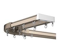 Conjoined Double Track Curtain Rail System Ceiling Mount Curtain Rods with 90° Corner Connectors for L/U Bay Windows Champagne Finish 1.8M/6Ft Length