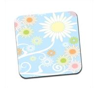 Conjoined Star Like Flowers In Beautiful Pastel Colours Single Premium Glossy Wooden Coaster