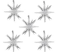 Conjoined Starburst Balloons, Explosion Star Foil Balloons, One-Piece 14-Pointed Cone Balloons Party Decoration Supplies for Birthday Wedding Anniversary Anniversary Backdrop (5 Pcs) (Silver)