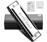 CONJURER Blues Harmonica for Beginners, 10 Hole A Key Diatonic Blues Harp with Stainless Steel Cover & Phosphor Bronze Reeds, Professional Grade for Adults, Gifts (Silver A)