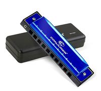 CONJURER Harmonica Key of C, 10 Hole 20 Tone Stanadard Diatonic Blues Harmonica with Case, Mouth Organ Harp for Beginner, Adult, Kids, Professional, Students, Friends, Gifts (Blue)