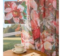 Conkov Vintage Floral Sheer Curtains for Dining Room 84 Inch Long Shabby Chic Jacobean Patterned Farmhouse Curtains Cottage Core Window Drapes for Living Room Bedroom 2 Panels Set,W50 x L84,Red