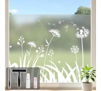 Conkov Window Film Frosted Privacy Film, Dandelion Pattern, 44.5 x 400 cm | Translucent Vinyl Self Adhesive Reusable Decorative Glass Film for Kitchen living room badroom, Come with Tool