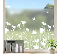 Conkov Window Film Frosted Privacy Film, Small Daisy, 44.5 x 200 cm | Translucent Vinyl Self Adhesive Reusable Decorative Glass Film for Kitchen living room badroom, Come with Tool