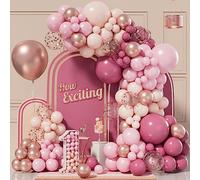 Conleke Dusty Rose Balloon Arch Kit, 152pcs Pink Garland Kit Gold Hot Pastel Orange Balloons Confetti for Wedding Birthday Party Bridal Shower Decorations, Medium