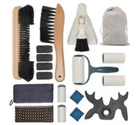 CONLI 19 Pcs Pool Table Cleaning Kit- Complete Billiard Accessories Set with Pool Table Brush for Felt, Rail Brush, Cue Shine Polisher, Chalk, Tip, Duster, Broom Storage Bag for Professional Home Care