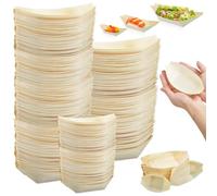 CONLI Bamboo Plates - 500 PCS Disposable Wooden Boat Plates for Appetizers, Sushi Boat Serving Trays