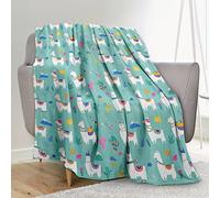 CONLIN Alpaca Llama Blankets Cute Soft Flannel Sofa Throw Blanket for Women Girls Colorful Cactus Gifts for Kid's Adults Lightweight Warm Cozy Travel Blanket for Couch Bed- 60"X50"