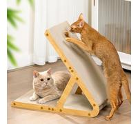 Conlun A-Frame Cat Scratching Board for Indoor Kittens, Vertical Horizontal Cat Scratcher, High-Density Cardboard Dual-Sided Scratch Pads, Easy Assembly Scratching Post Alternative, Light Wood,Medium