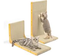 Conlun Cardboard Cat Scratcher,58 cm L Shape Scratch Pad Wall Mounted,Vertical Scratching Board,Protect Furniture for Indoor Cats,Light Wood Large,2-Pack