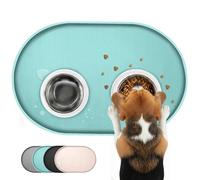 Conlun Cat Food Mat,1.2 cm Raised Edges Dog Bowl Mat for Spill Containment,BPA-Free Silicone Pet Food Mats for Floors Waterproof,Rubber Dog Feeding Mat for Food and Water Bowls(Turquoise,48x30cm)