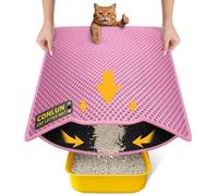 Conlun Cat Litter Mat, 60x46cm Honeycomb Double Layer Urine & Waterproof Litter Trapping Mat, Easy to Clean, Non-Slip Cat Waste Tray Matt for Floor, Pink