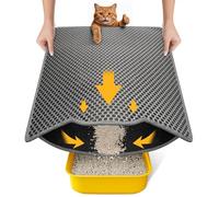 Conlun Cat Litter Mat, 60x46cm Honeycomb Double Layer Urine & Waterproof Litter Trapping Mat, Easy to Clean, Non-Slip Cat Waste Tray Matt for Floor, Grey
