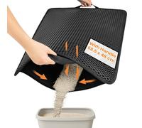 Conlun Cat Litter Mat, 68.5x48cm Honeycomb Double Layer Urine & Waterproof Litter Trapping Mat, Easy to Clean, Non-Slip Cat Waste Tray Matt for Floor, Black