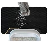 Conlun Cat Litter Mat Waterproof,Honeycomb Double Layer Design, Urine and Waterproof Material, Cat Litter Tray Mat 64x38 cm,Black