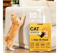 Conlun Cat Scratch Furniture Protector, 100% Transparent Sofa Guards for Cats, 0.12mm Self-Adhesive Anti-Scratch Sheets, Large (5pcs 43x30cm & 5pcs 43x15cm), 10 Pack with 44 Twist Pins