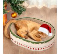 Conlun Cat Scratcher Bed,2 in 1 Oval Cat Scratching Board for Indoor Kitty Scratch Pad Corrugated Cardboard Lounge Bowl Nest Couch Sofas for Kittens Playing&Resting, Ideal forChristmas-Gifts Holiday