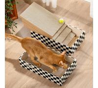 Conlun Cat Scratcher Box with 4 Scratching Board&2 Separate Cardboard Boxes&1 Ball, 2 Scratch Box for Multiple Kitten Rest Interactive Play,Birthdays Holidays Cat Toys Gifts