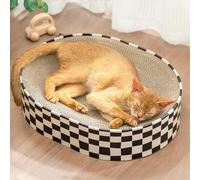 Conlun Cat Scratching Board, 2 in 1 Oval Cat Scratcher Cardboard Bowl Nest, Kitty Scratch Pad Corrugated Lounge Bed for Indoor Kitten Grinding Claw, Furniture for Couch & Carpets & Sofas, Large