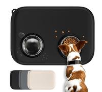 Conlun Dog Food Mat with Side Pocket & Hook Hole, Soft Raised Edges, Easy Clean Waterproof Non-Slip Pet Feeding Mat for Cats and Dogs Water Bowl, Pets Accessories(46x30cm,Black)