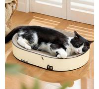 Conlun Oval Cat Scratcher Bed, Large Corrugated Cardboard Scratching Board & Lounge Bowl for Indoor Felines, Durable Curved Nest Protects Furniture, Large(50x35x9cm)