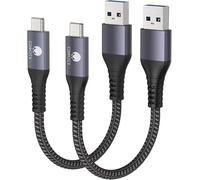 CONMDEX USB A to USB C 10Gbps (1ft, 2-Pack) USB 3.1 Gen 2 Short Data Transfer Type C Cord, Fast Charging CarPlay Android Auto Cable for iPhone 16/16 Plus/16 Pro/16 Pro Max, Samsung Galaxy S23