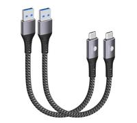 CONMDEX USB C Cable Short 15cm/0.15M 2Pack 10Gbps Data USB3.1 Gen2 Type C Android Auto Cable QC3.0 3.1A USBA to C Fast Charger for Samsung Note20 Galaxy S24/S23/S22/S21 Z Flip 5 Tab S9 Pixel 9-Grey