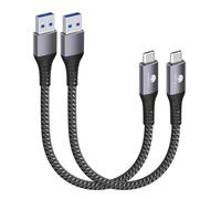 CONMDEX USB C Cable Short 20cm/0.2M 2Pack 10Gbps Data USB3.1 Gen2 Type C Android Auto Cable QC3.0 3.1A USB A to C Fast Charger for Samsung Note20 Galaxy S24/S23/S22/S21 Z Flip5 TabS9 Pixel9/9 pro-Grey