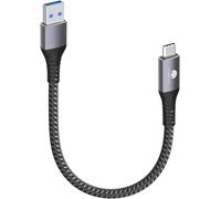 CONMDEX USB C Cable Short 20cm/0.2M 2Pack 10Gbps Data USB3.1 Gen2 Type C Android Auto Cable QC3.0 3.1A USB A to C Fast Charger for Samsung Note20 Galaxy S24/S23/S22/S21 Z Flip5 TabS9 Pixel9/9 pro-Grey