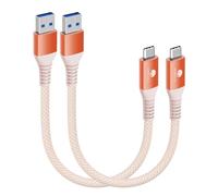 CONMDEX USB C Cable Short 50cm/0.5M 2Pack10Gbps Data USB3.1 Gen2 Type C Android Auto Cable QC3.0 3.1A USB A to C Fast Charger for Samsung Note20 Galaxy S24/S23/S22/S21 Z Flip 5 Tab S9 Pixel 9-Orange
