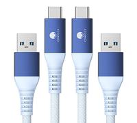CONMDEX USB C Cable Short 50cm/0.5M 2Pack10Gbps Data USB3.1 Gen2 Type C Android Auto Cable QC3.0 3.1A USB A to C Fast Charger for Samsung Note20 Galaxy S24/S23/S22/S21 Z Flip 5 Tab S9 Pixel 9 Pro-Blue