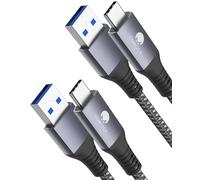 CONMDEX USB C Fast Charging Cable 2PCS 10Gbps Data USB A Android Auto Cable QC3.0 3.1A Fast Data Transfer Cable USB3.1 Gen2 for Samsung Note20 Galaxy S25/S24/S23 Z Flip5 Pixel 9 3M-Grey