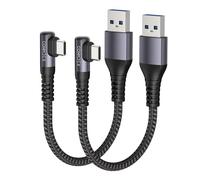 CONMDEX USB to USB C Cable 2Pack Right Angle 20CM 10Gbps Data Type C Android Auto USB 3.1 Gen2 3.1A QC3.0 A to C Fast Charging for iPhone 17/16 Pro max Samsung Note20 Galaxy S25/S24/S23 Pixel 10/9