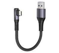 CONMDEX USB to USB C Cable Right Angle 20CM,10Gbps Data Transfer,90 Degree Type C Android Auto USB3.1 Gen2 3.1A QC3.0 Fast A to C Charger Cable for iPhone 17/16 Samsung Note20 Galaxy S25/S24 Pixel10