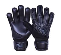 CONNECT Goalkeeping Gloves with 4mm Latex Finger Protection Super Grip Palm, Soccer Goalie Gloves for Boys, Kids, Children Youth Football Goalkeeper Gloves (Grey-Blk, 4)