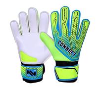 CONNECT Goalkeeping Gloves with 4mm Latex Finger Protection Super Grip Palm, Soccer Goalie Gloves for Boys, Kids, Children Youth Football Goalkeeper Gloves (Yellow, 4)