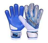 CONNECT Goalkeeping Gloves with 4mm Latex Finger Protection Super Grip Palm, Soccer Goalie Gloves for Boys, Kids, Children Youth Football Goalkeeper Gloves (CYAN, 10)