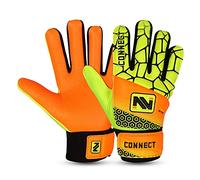 CONNECT Goalkeeping Gloves with 4mm Latex Finger Protection Super Grip Palm, Soccer Goalie Gloves for Boys, Kids, Children Youth Football Goalkeeper Gloves (FLOURCENT ORANGE, 6)
