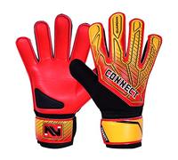 CONNECT Goalkeeping Gloves with 4mm Latex Finger Protection Super Grip Palm, Soccer Goalie Gloves for Boys, Kids, Children Youth Football Goalkeeper Gloves (Red, 7)