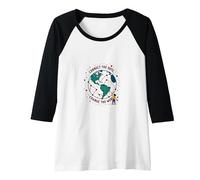 Connect The Dots Change The World Global Unity Raglan Baseball Tee, Women, Black/White, M