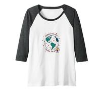Connect The Dots Change The World Global Unity Raglan Baseball Tee, Women, Dark Heather/White, XL
