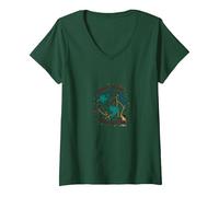 Connect The Dots Change The World Global Unity V-Neck T-Shirt, Women, Forest Green, M