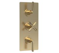 Connect Triple Concealed Crosshead Thermostatic Shower Valve with Diverter (3 Outlets) - Brushed Brass - Balterley