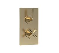 Connect Twin Concealed Crosshead Thermostatic Shower Valve (1 Outlets) - Brushed Brass - Balterley