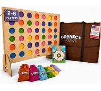 Connect War - Giant Wooden 4 Row Game for 2-6 Players - Indoor and Outdoor Strategy Game - Family Game for Kids and Adults - Made in USA Wood Grids