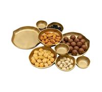 Connected Cluster Serving Platters | Gold Serving Plates with Glossy Finish,9-Piece Combination Round Decorative Serving Bowl - For Dip Sauce, Nut Mix And Snacks At Party