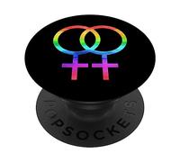 Connected Female Symbols Watercolor Rainbow Lesbian Women PopSockets Adhesive PopGrip