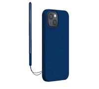 Connected Silicone iPhone 14 case with matching wrist strap, Navy blue